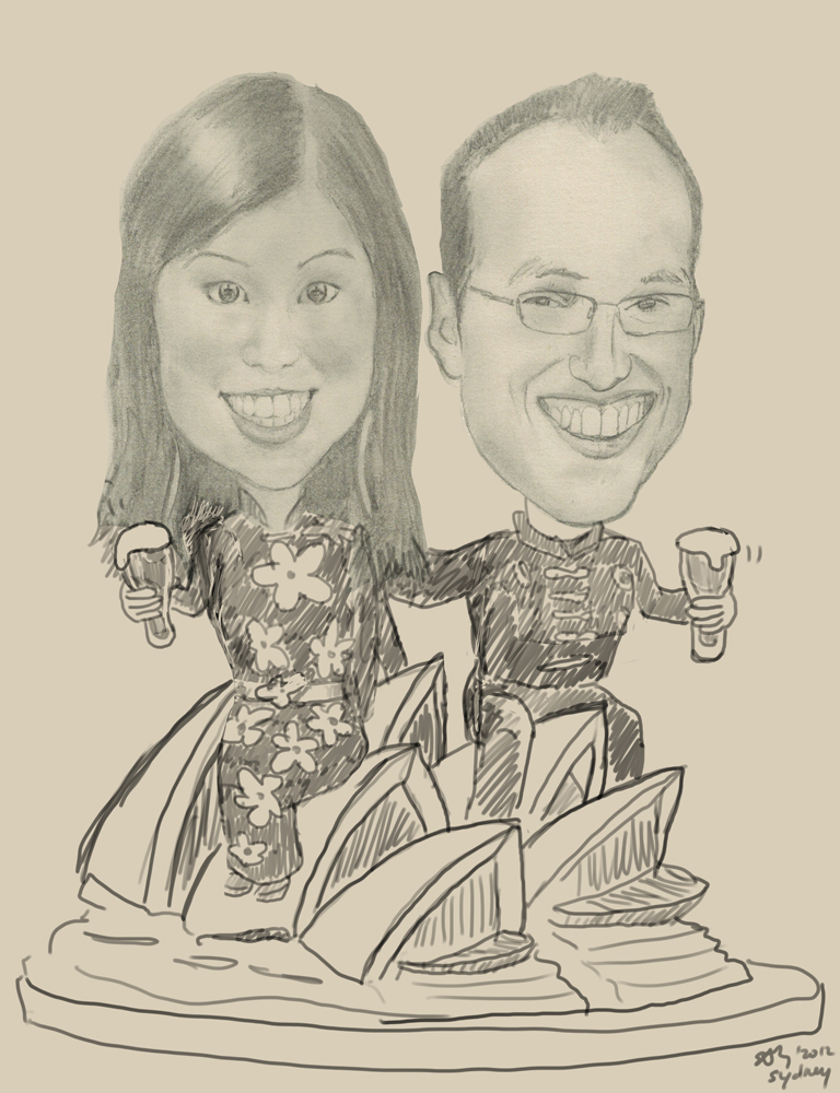 jennifer and burk caricature