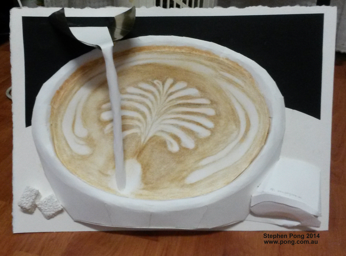 palm island cappuccino paper sculpture