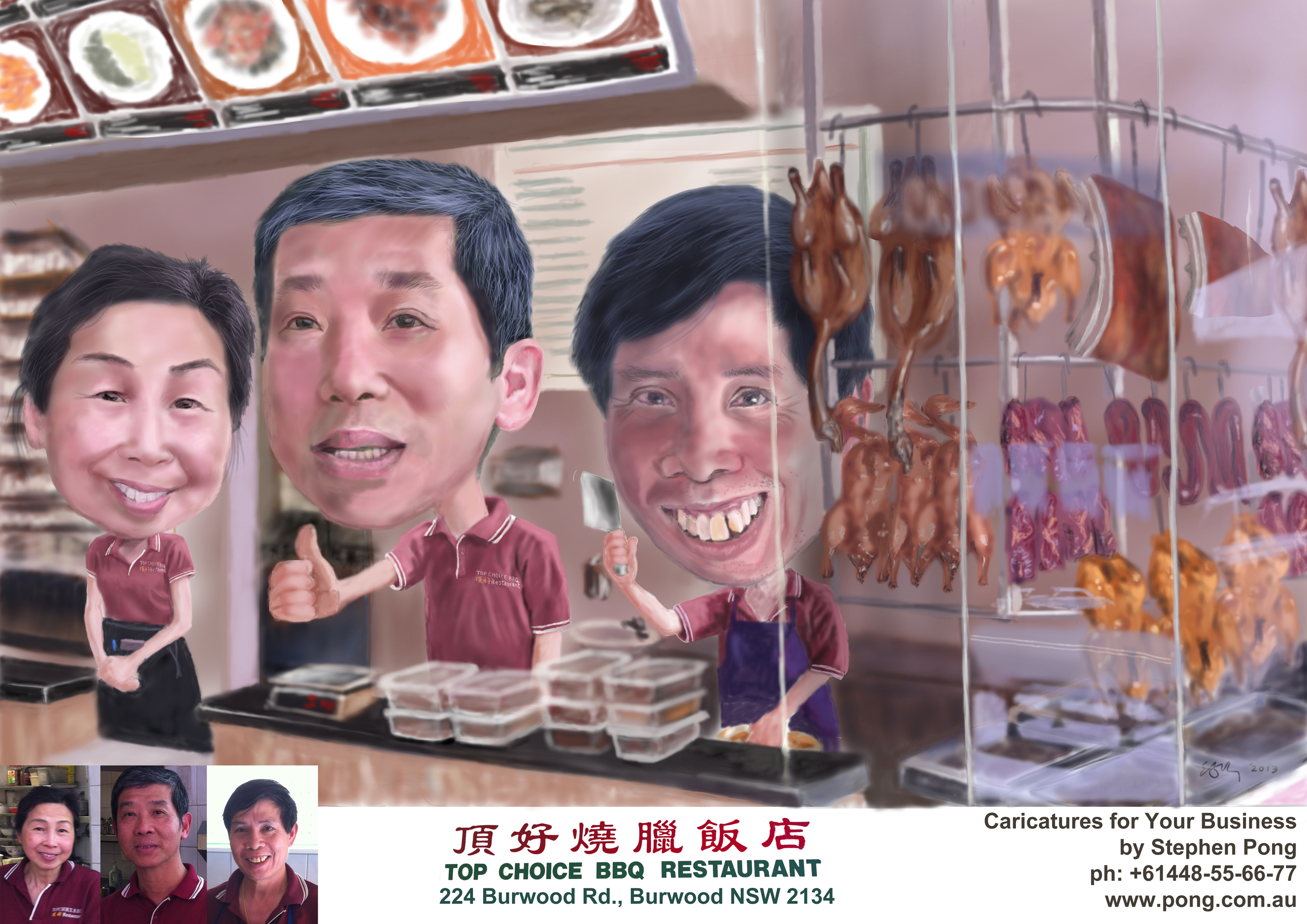 top choice bbq restaurant caricature